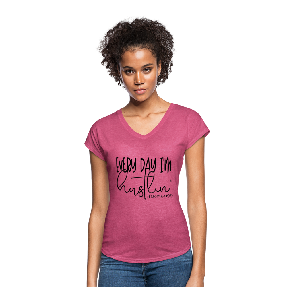 Every Day I'm Hustlin' T-Shirt - heather raspberry